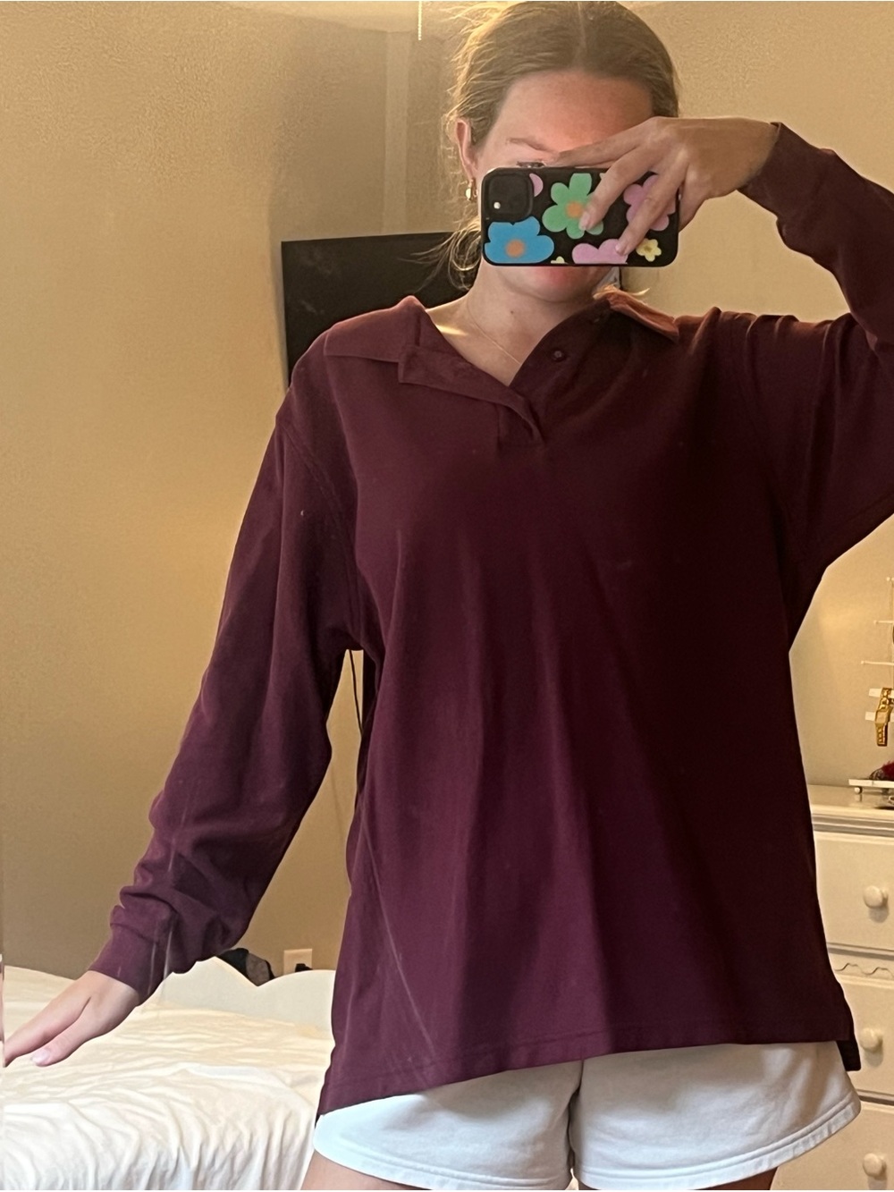 Jos. A. Bank Maroon Long Sleeve Polo Top